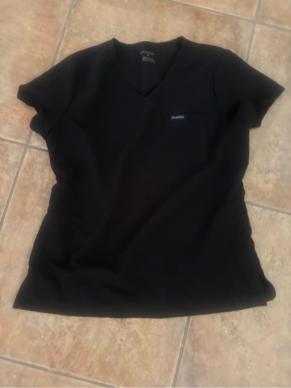 Jaanuu Black V-Neck Short Sleeve Scrub Top